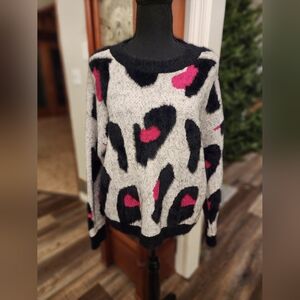 Adora sweater, size medium, grey/black/pink